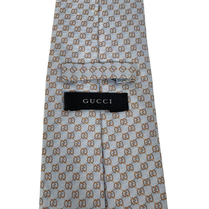 Gucci Light Blue GG Monogram Silk Tie