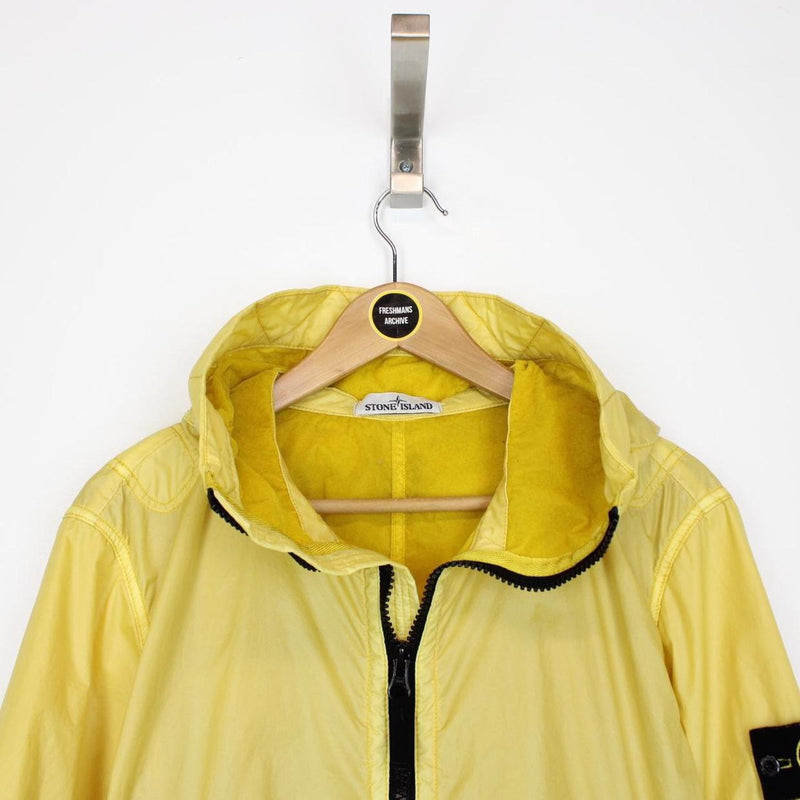 Stone Island AW 2018 Yellow Full Zip Lamy Flock Nylon Hooded Jacket