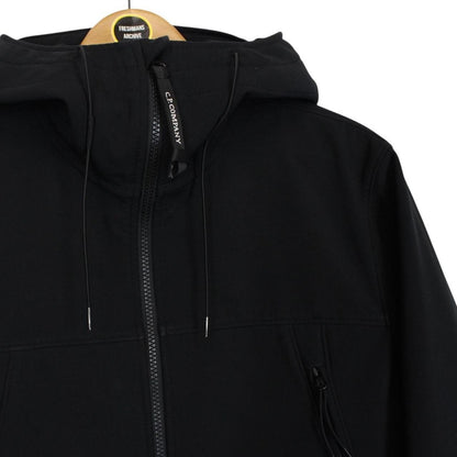 CP Company Black Full Zip Hooded Soft Shell Goggle Jacket