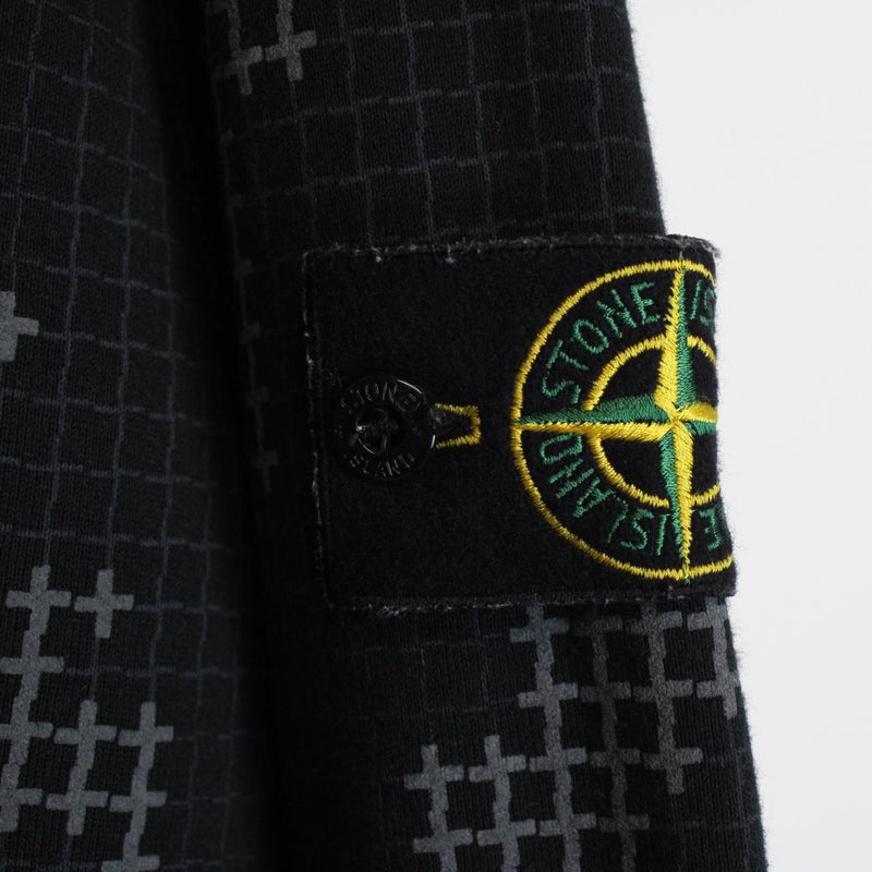 Stone Island AW 2017 Black Grid Camo Crew Neck Sweatshirt Jumper