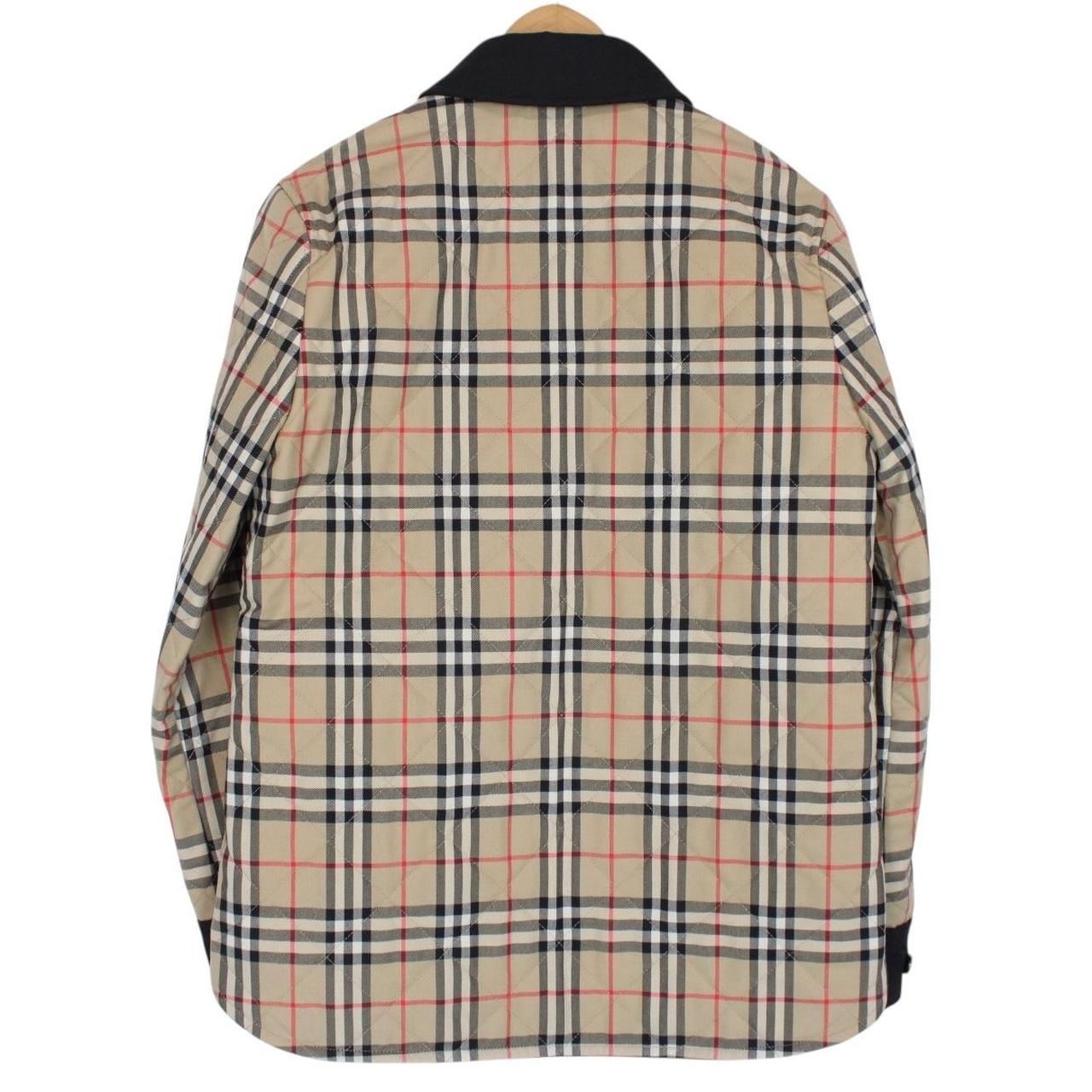 Burberry Crossford Tan Brown Nova Check Quilted Wool Flannel Shirt Jacket