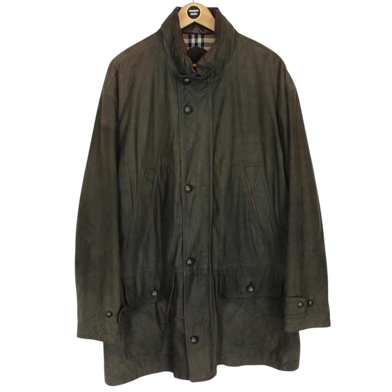 Vintage 90s Burberry Khaki Green Nova Check Lined Quilted Suede Leather Jacket