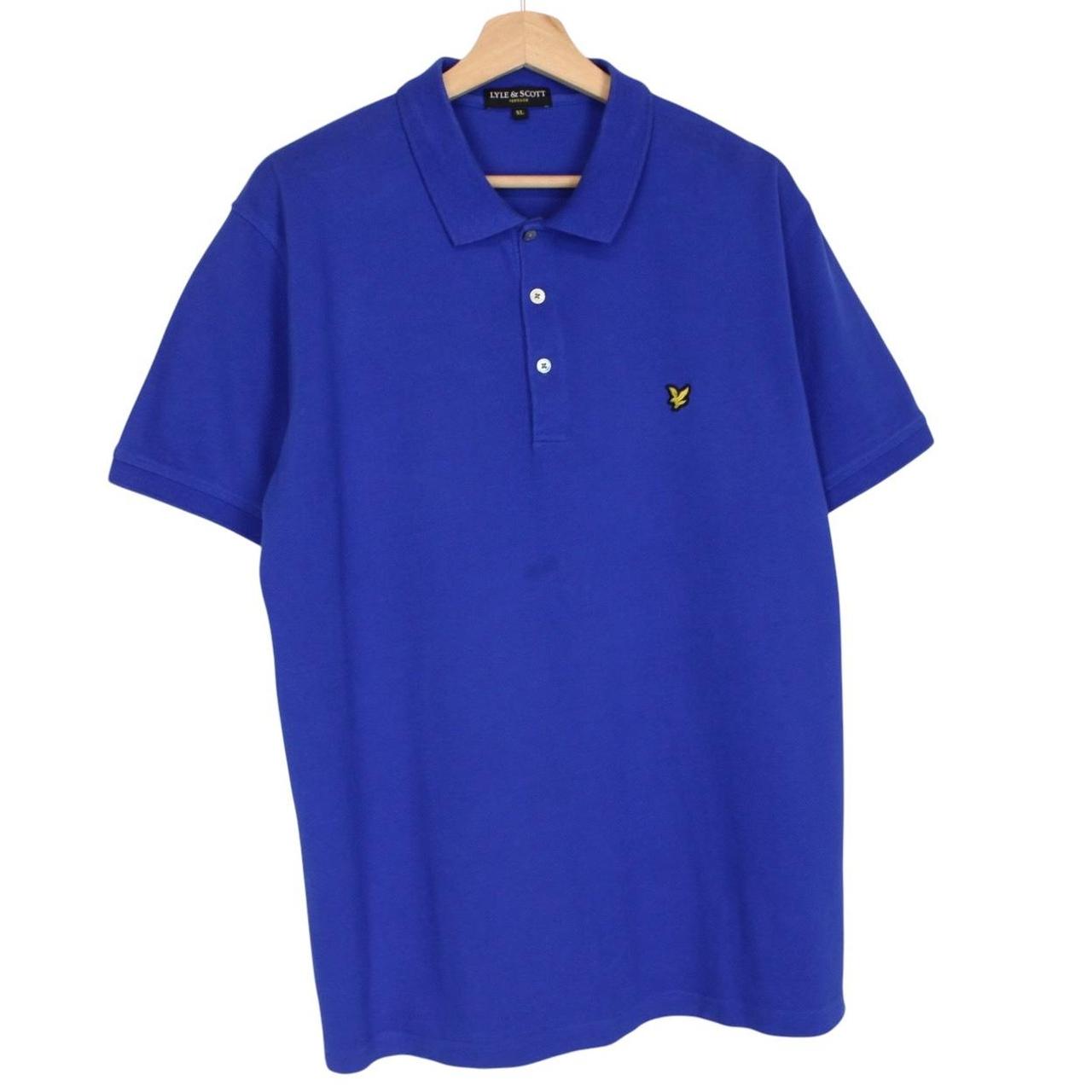 Lyle & Scott blue short sleeve polo shirt with embroidered logo and cotton material.