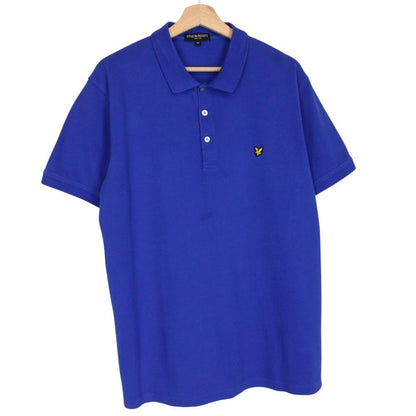 Lyle & Scott blue short sleeve polo shirt with embroidered logo and cotton material.