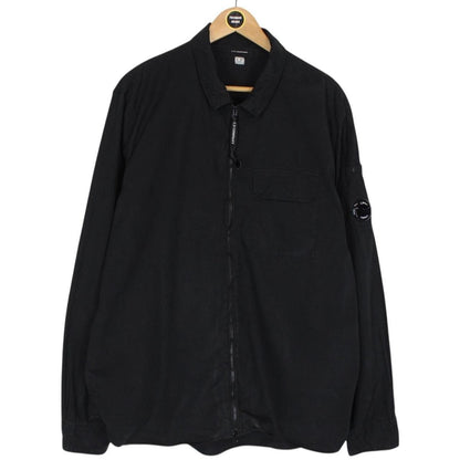 CP Company Black Full Zip Cotton Lens Overshirt