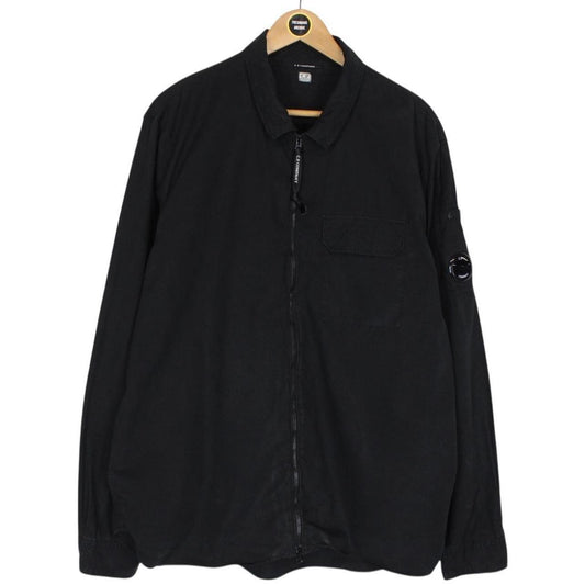 CP Company Black Full Zip Cotton Lens Overshirt