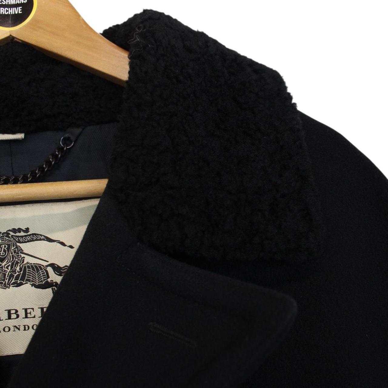 Burberry Black Double Breasted Cashmere Virgin Wool Blend Pea Coat