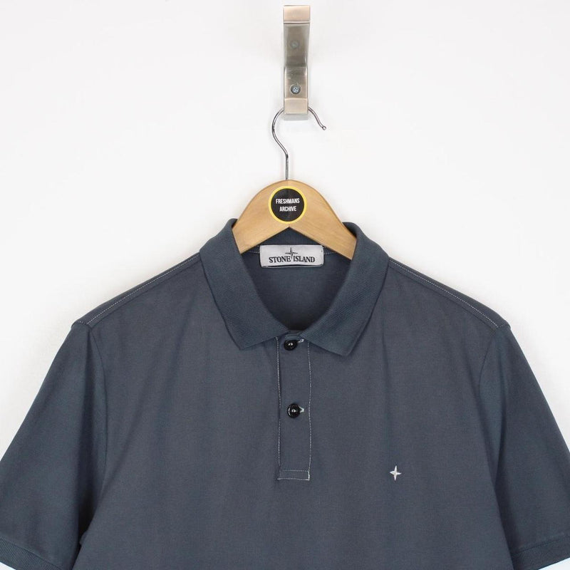Stone Island SS 2021 Grey Short Sleeve Compass Polo Shirt