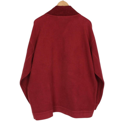 Vintage 1992 Stone Island Burgundy Cotton/Nylon 1/4 Zip Logo Jumper