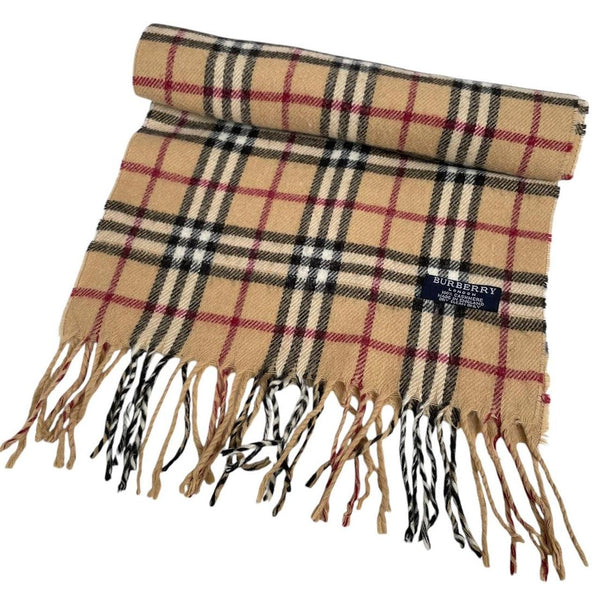 Vintage 90s Burberry Beige Nova Check Cashmere Scarf