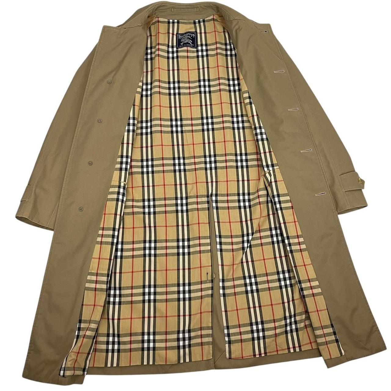 Vintage 90s Burberry Khaki Brown Single Breasted Nova Check Trench Coat