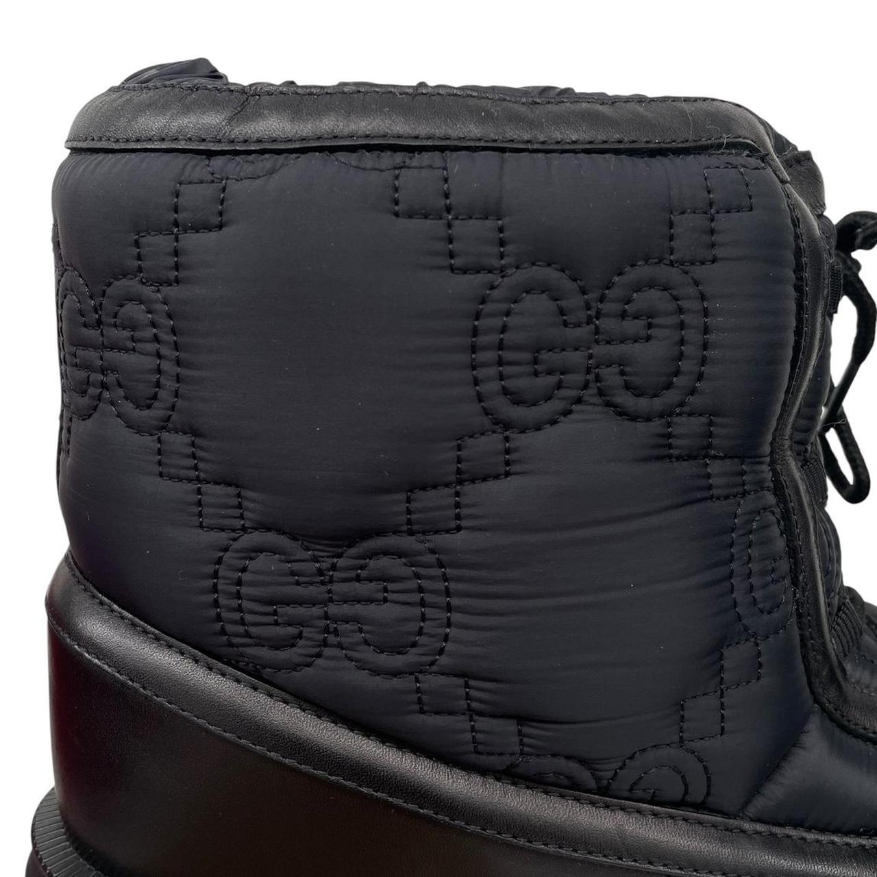 Gucci GG Monogram Navy Blue and Black Leather Quilted Ankle Boots