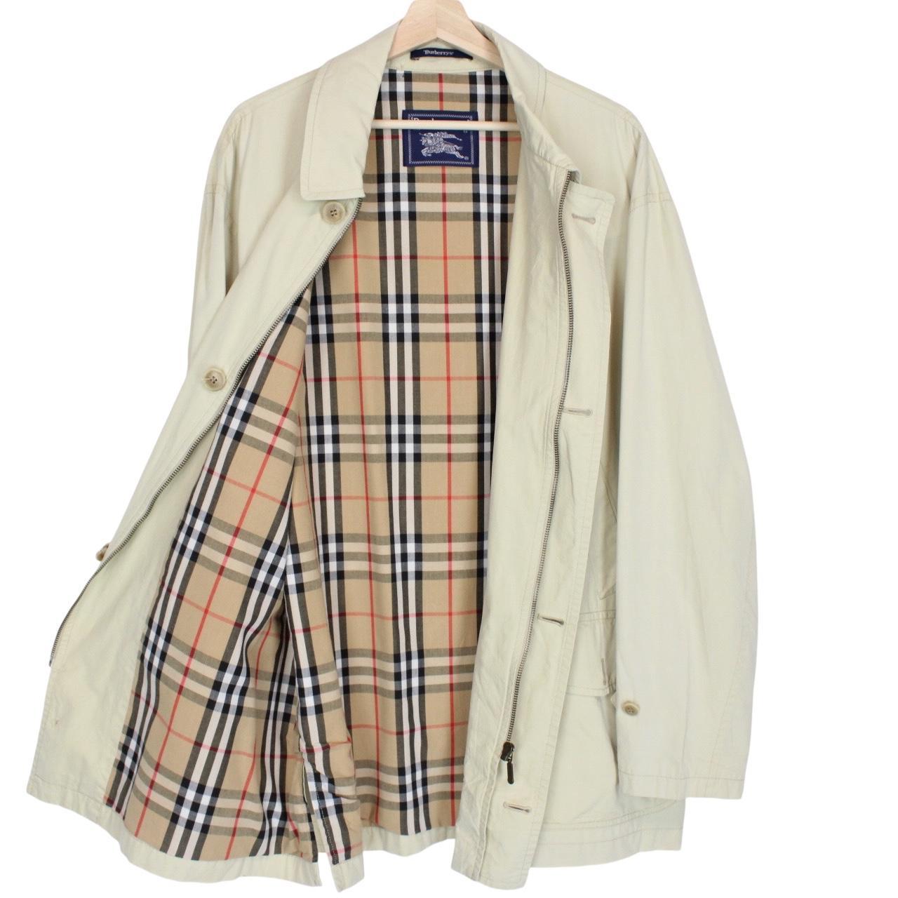Vintage 90s Burberry Beige Nova Check Lined Coat