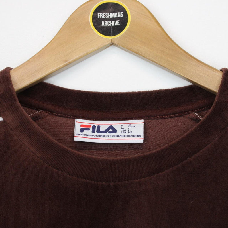 Fila Vintage 110 Velour Hector Brown Short Sleeve Cotton T-Shirt