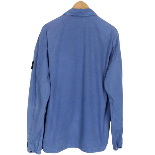 Stone Island AW 2020 Blue Full Zip Cotton Overshirt Jacket