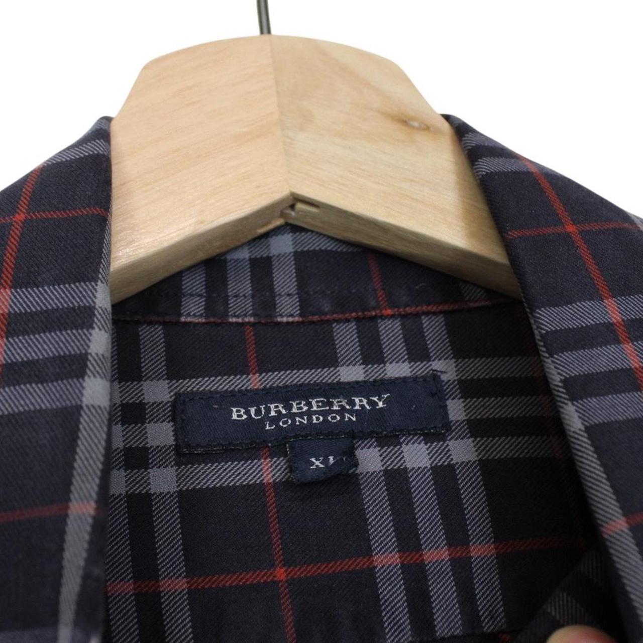 Burberry London Navy Blue Nova Check Long Sleeve Cotton Shirt