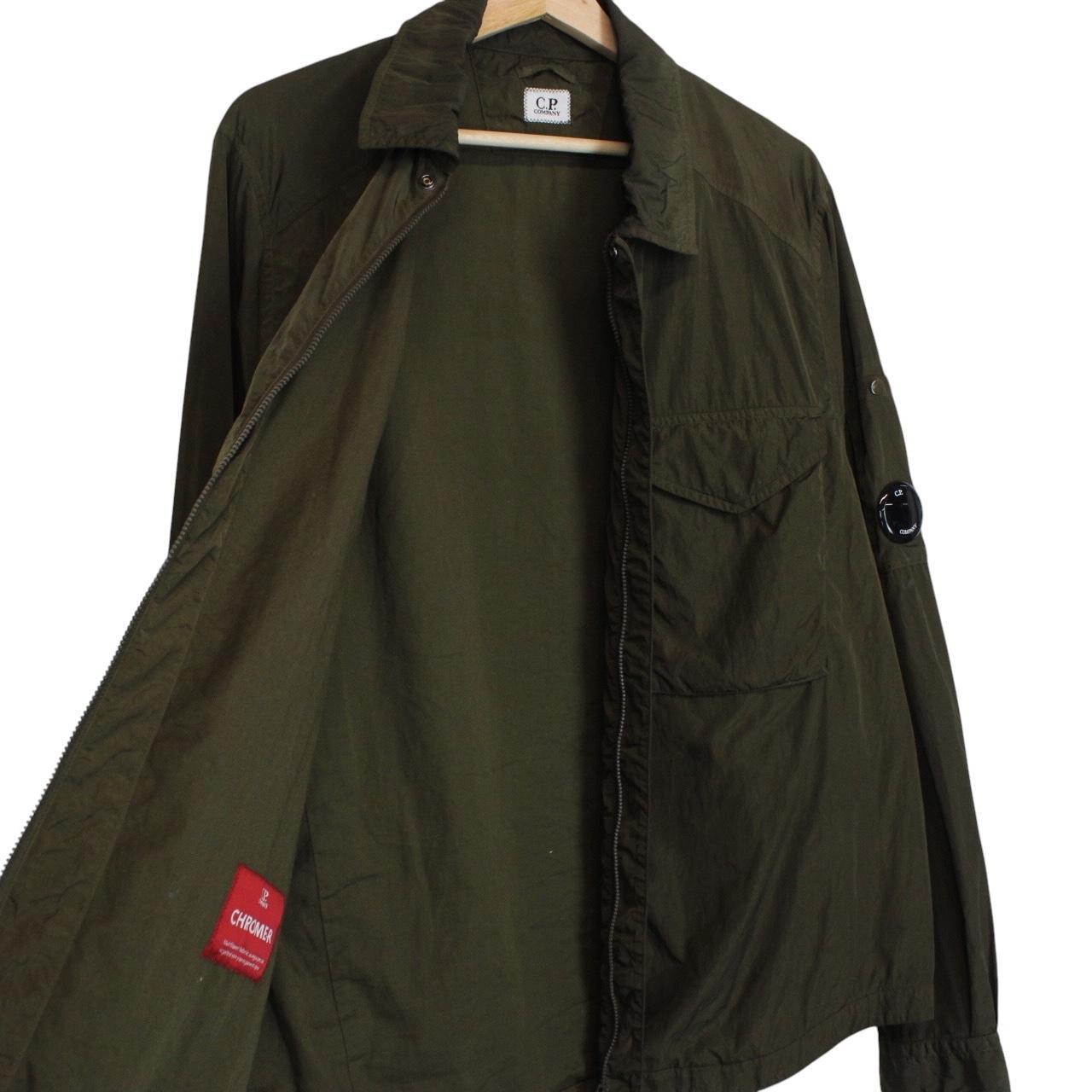 CP Company Khaki Green Chrome Nylon Garment Dyed Lens Overshirt Jacket