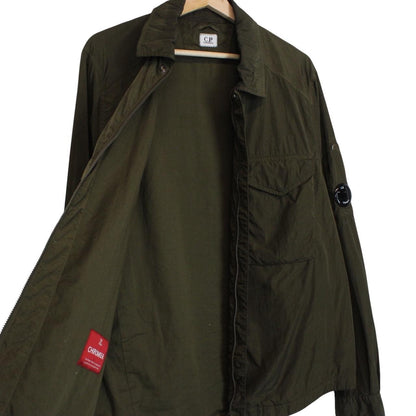 CP Company Khaki Green Chrome Nylon Garment Dyed Lens Overshirt Jacket