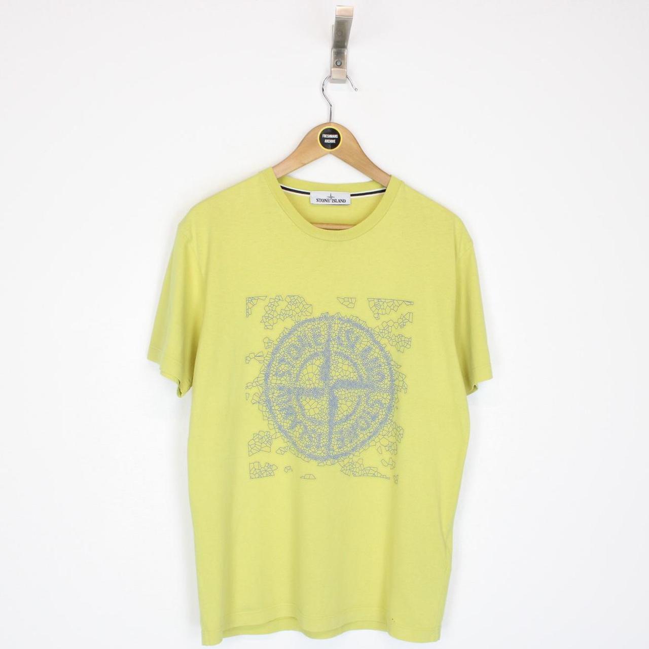 Stone Island SS 2019 Yellow Short Sleeve Logo Print Cotton T-Shirt