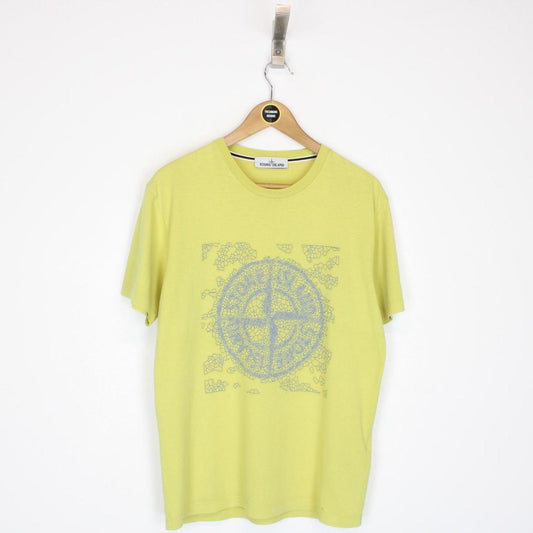 Stone Island SS 2019 Yellow Short Sleeve Logo Print Cotton T-Shirt