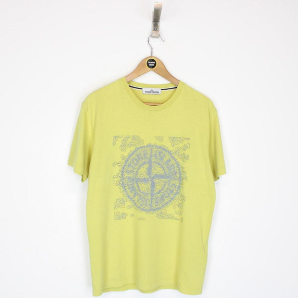 Stone Island SS 2019 Yellow Short Sleeve Logo Print Cotton T-Shirt