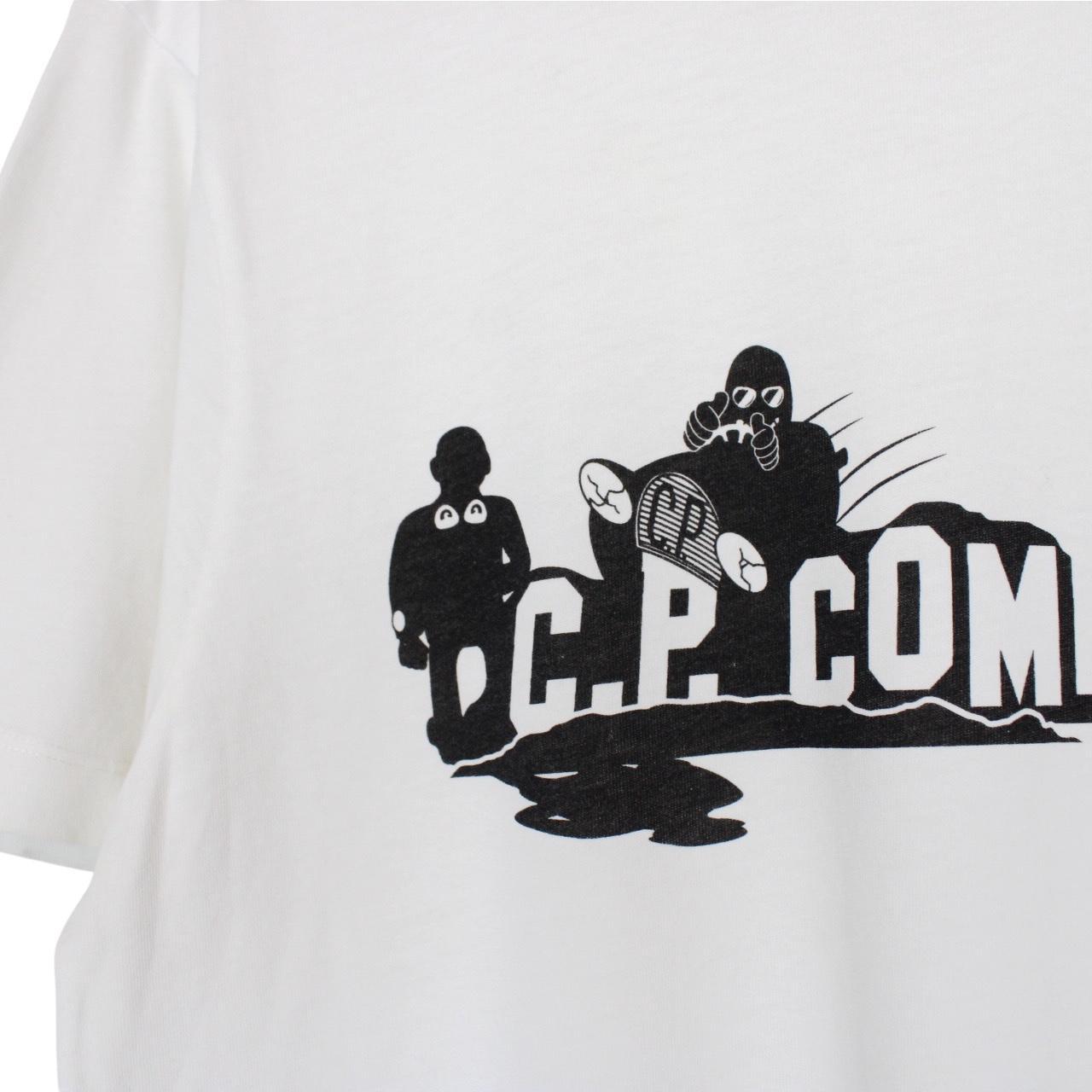 CP Company black and white comic print cotton t-shirt with pocket detail.