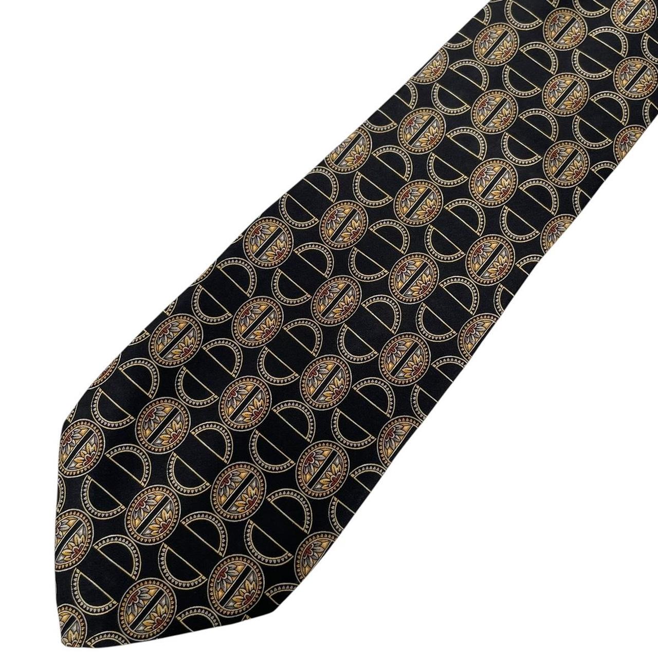Vintage Valentino Black Geometric Pattern Silk Tie