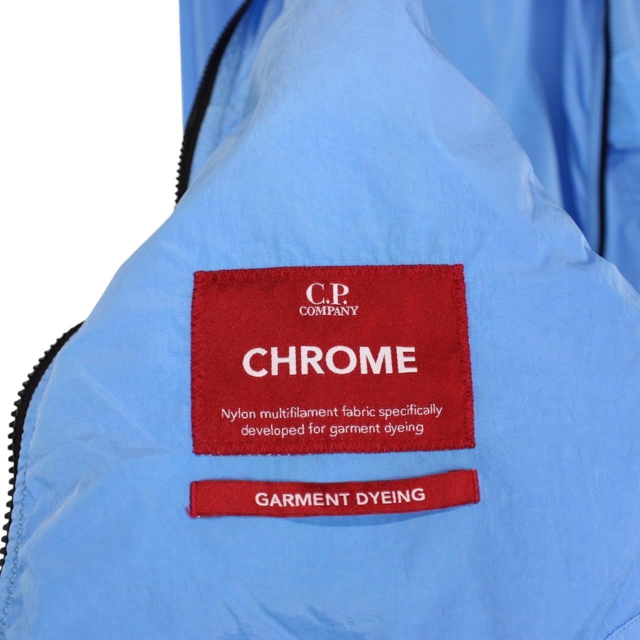 CP Company Blue Full Zip Chrome Nylon Garment Dyed Goggle Jacket