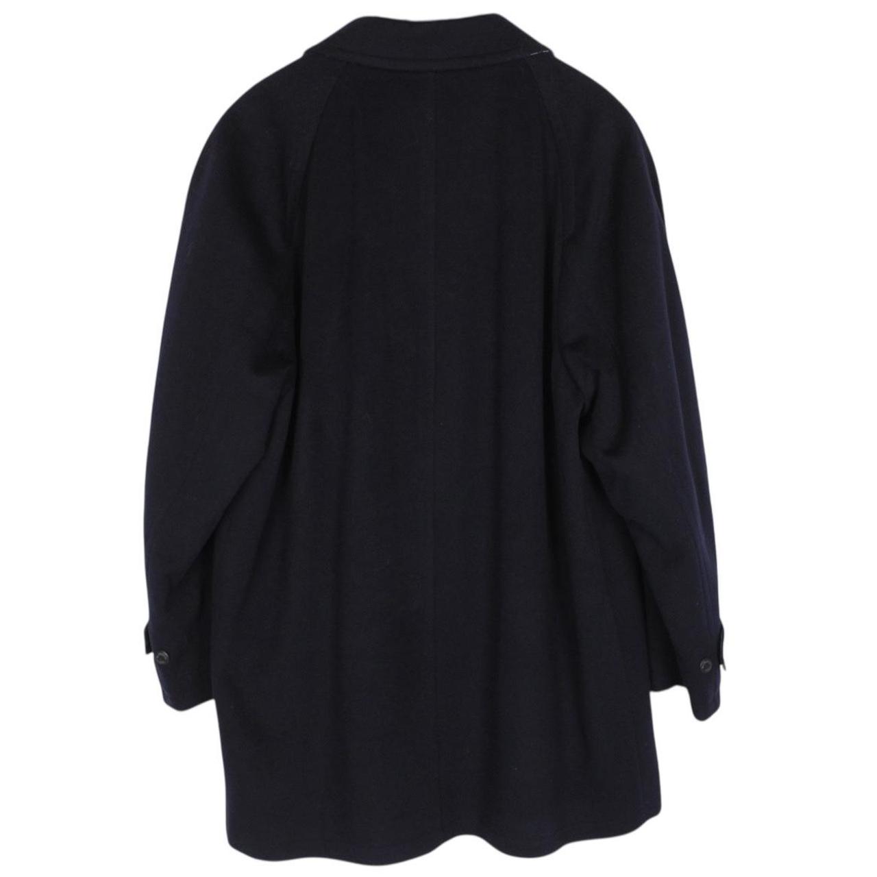 Vintage 90s Burberry Navy Blue Merino Wool Blend Coat