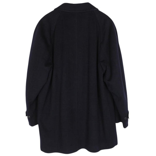 Vintage 90s Burberry Navy Blue Merino Wool Blend Coat
