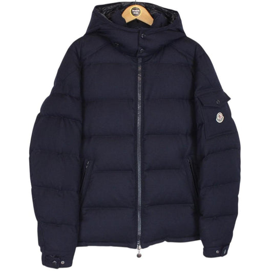 Moncler Montgenevre Navy Blue Full Zip Hooded Wool Down Jacket