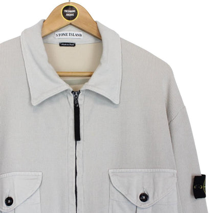 Vintage Stone Island SS 2000 Light Grey Ribbed Cotton/Nylon Full Zip Sweatshirt