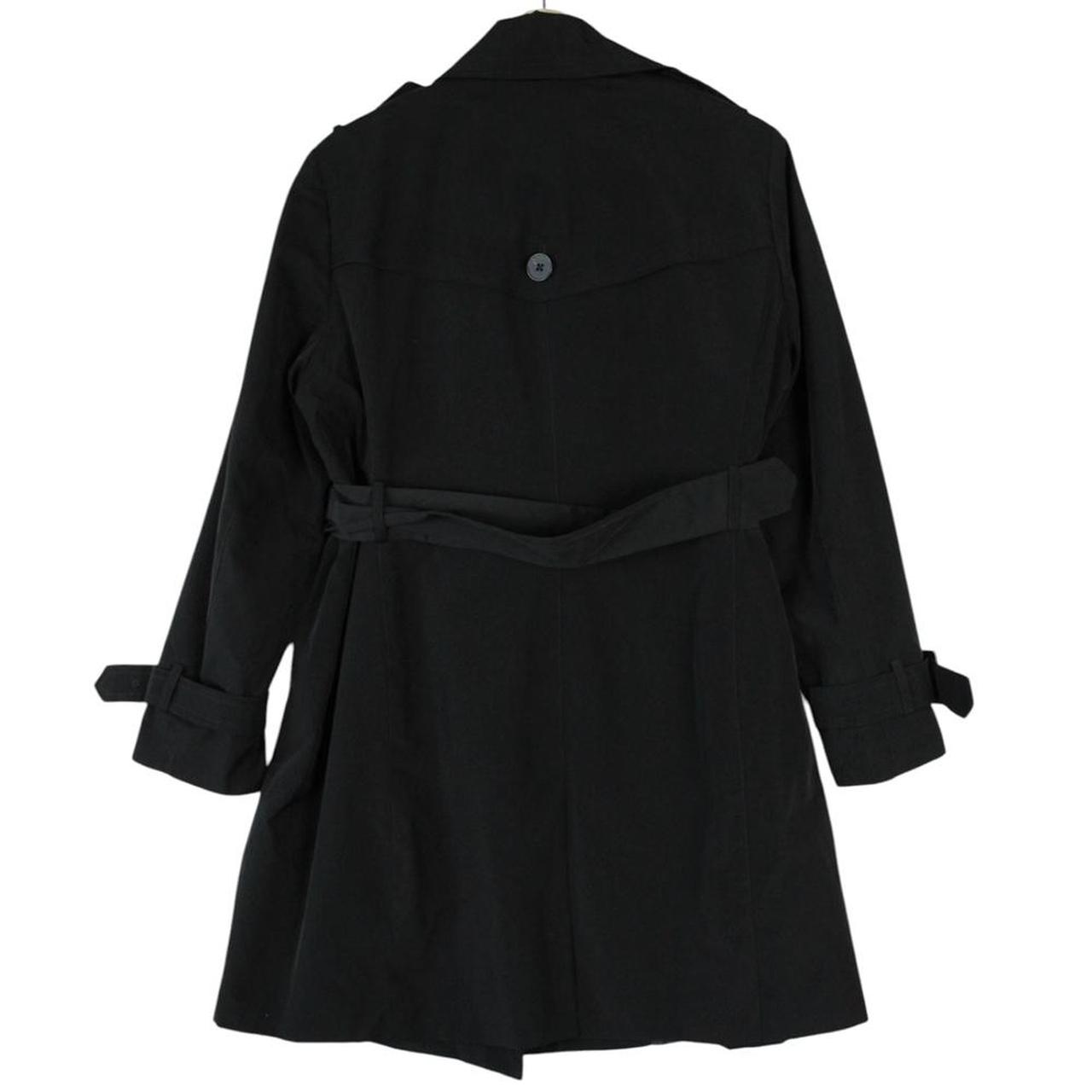 Yves Saint Laurent black double breasted belted trench coat with vintage 90s design.