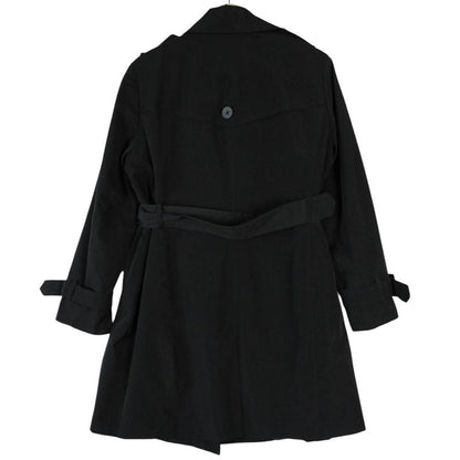 Yves Saint Laurent black double breasted belted trench coat with vintage 90s design.