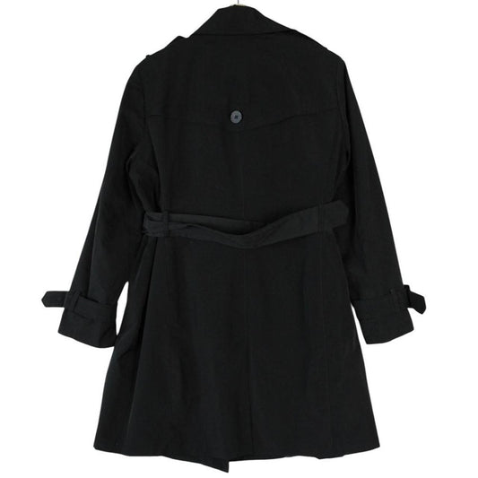 Yves Saint Laurent black double breasted belted trench coat with vintage 90s design.
