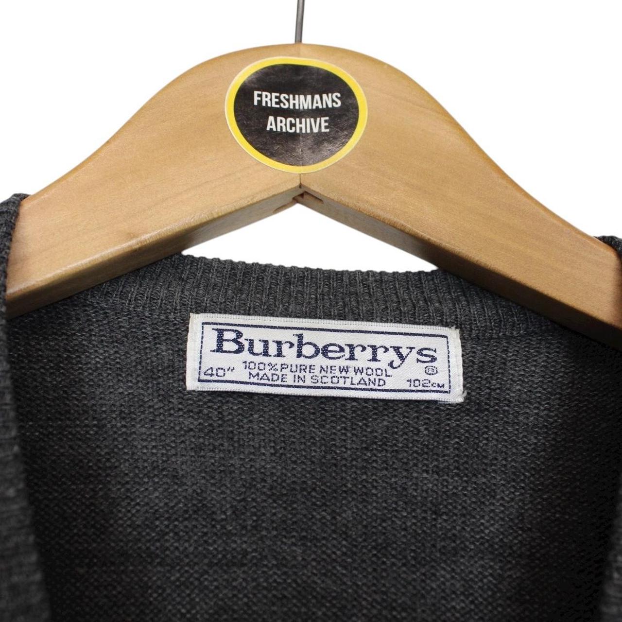 Vintage 90s Burberry Dark Grey Wool Knit Sweater Vest