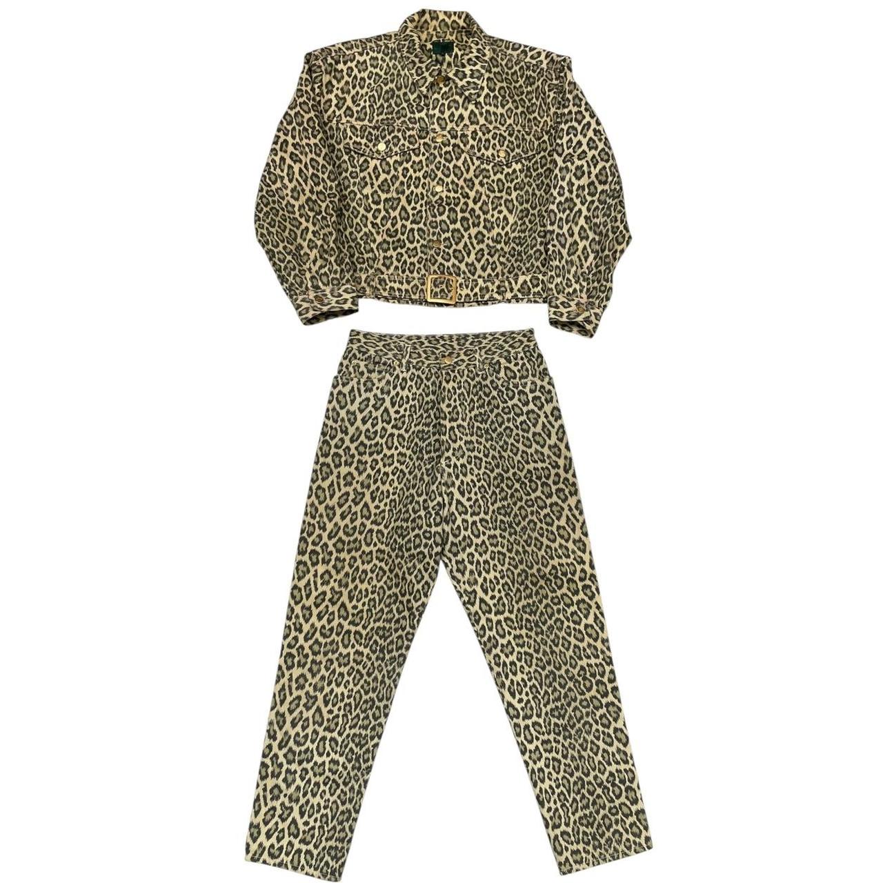 Vintage 1989 Jean Paul Gaultier Junior Gaultier Leopard Print Denim 2 Piece Jacket and