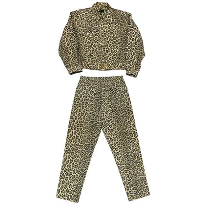 Vintage 1989 Jean Paul Gaultier Junior Gaultier Leopard Print Denim 2 Piece Jacket and