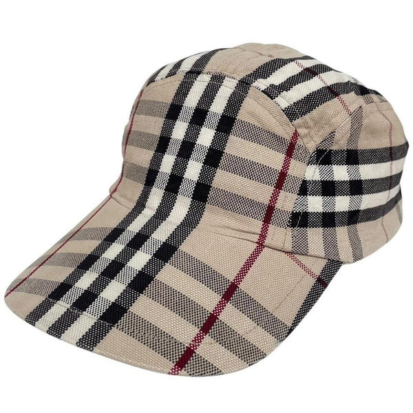 Vintage Burberry London Beige Nova Check 5 Panel Baseball Cap