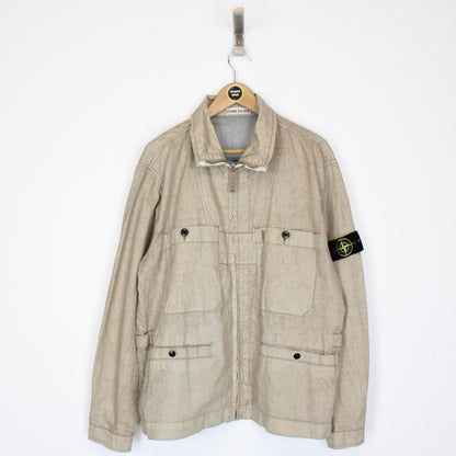 Vintage Stone Island SS 2003 Beige Resin Lino Flax Spalmultra Jacket