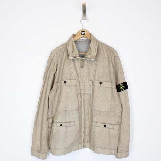 Vintage Stone Island SS 2003 Beige Resin Lino Flax Spalmultra Jacket