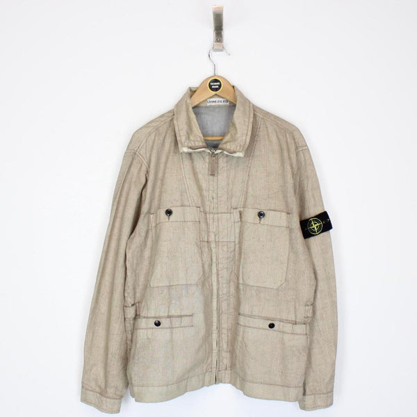 Vintage Stone Island SS 2003 Beige Resin Lino Flax Spalmultra Jacket