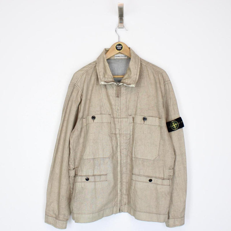 Vintage Stone Island SS 2003 Beige Resin Lino Flax Spalmultra Jacket