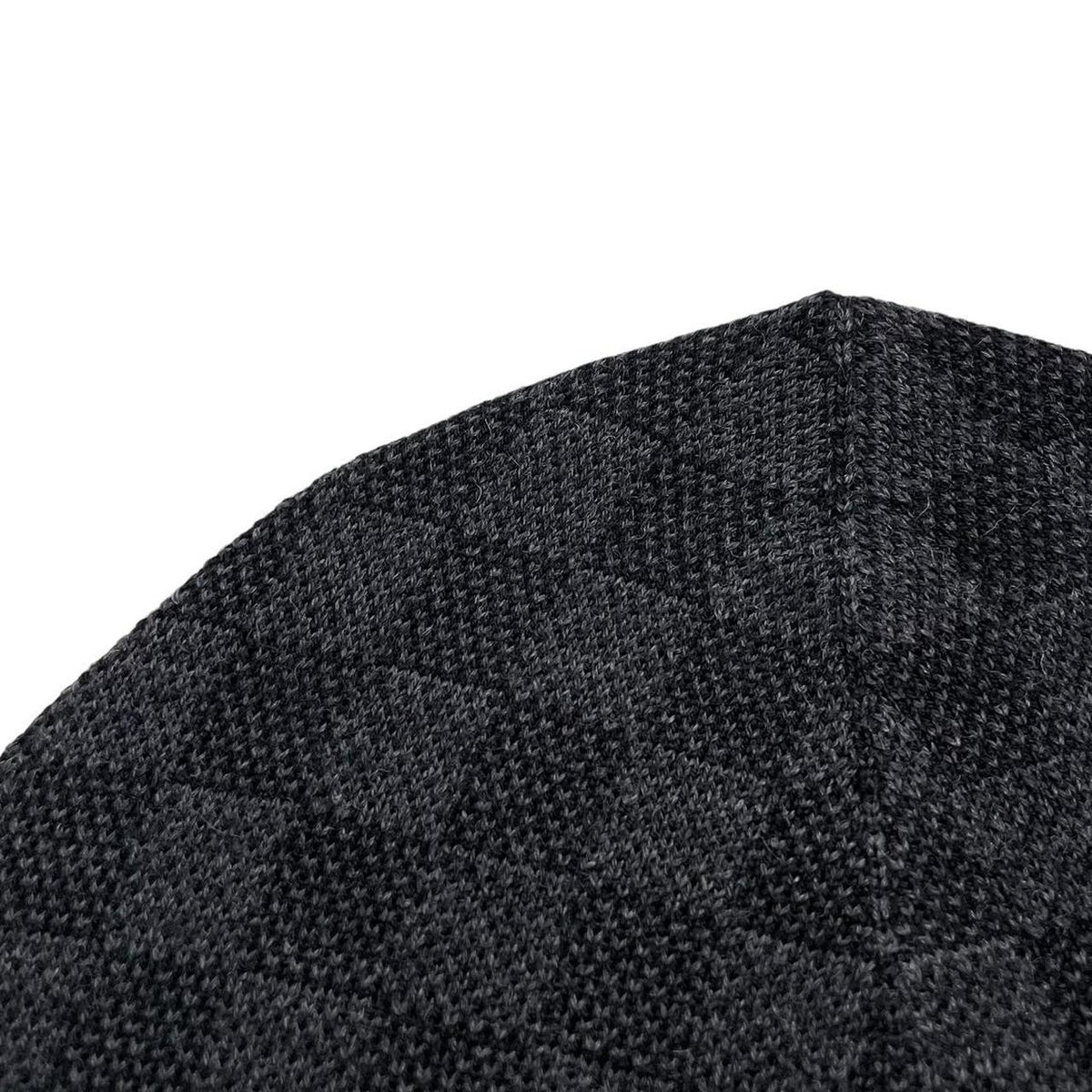 Louis Vuitton black and grey damier wool beanie with logo pattern.