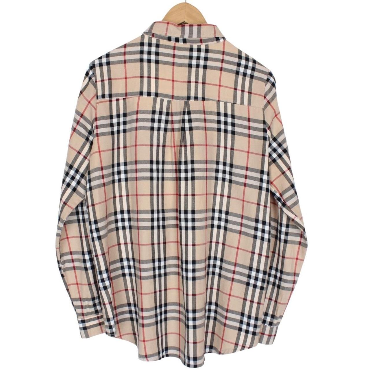 Vintage Burberry London Beige Nova Check Long Sleeve Cotton Shirt
