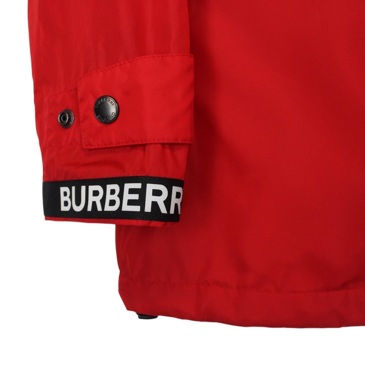 Burberry Red and Black Logo Tape Econyl Full Zip Hooded Jacket