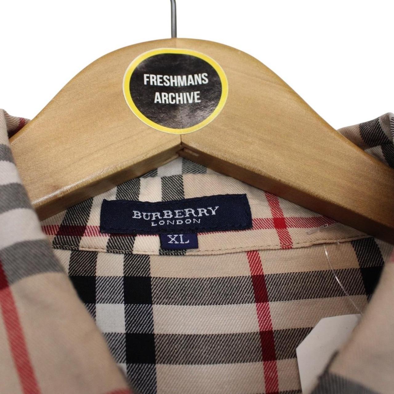 Vintage Burberry London Beige Nova Check Long Sleeve Cotton Shirt