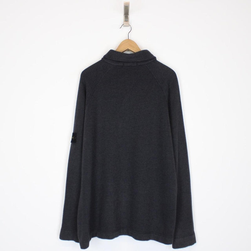 Vintage Stone Island AW 1999 Dark Grey Ribbed Wool Knit Jumper