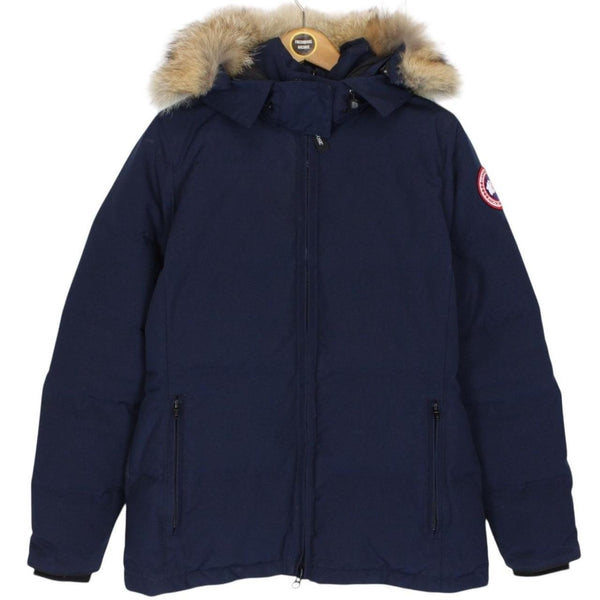 Canada Goose Atlantic Blue Chelsea Parka Heritage Down Jacket with Fur Trim