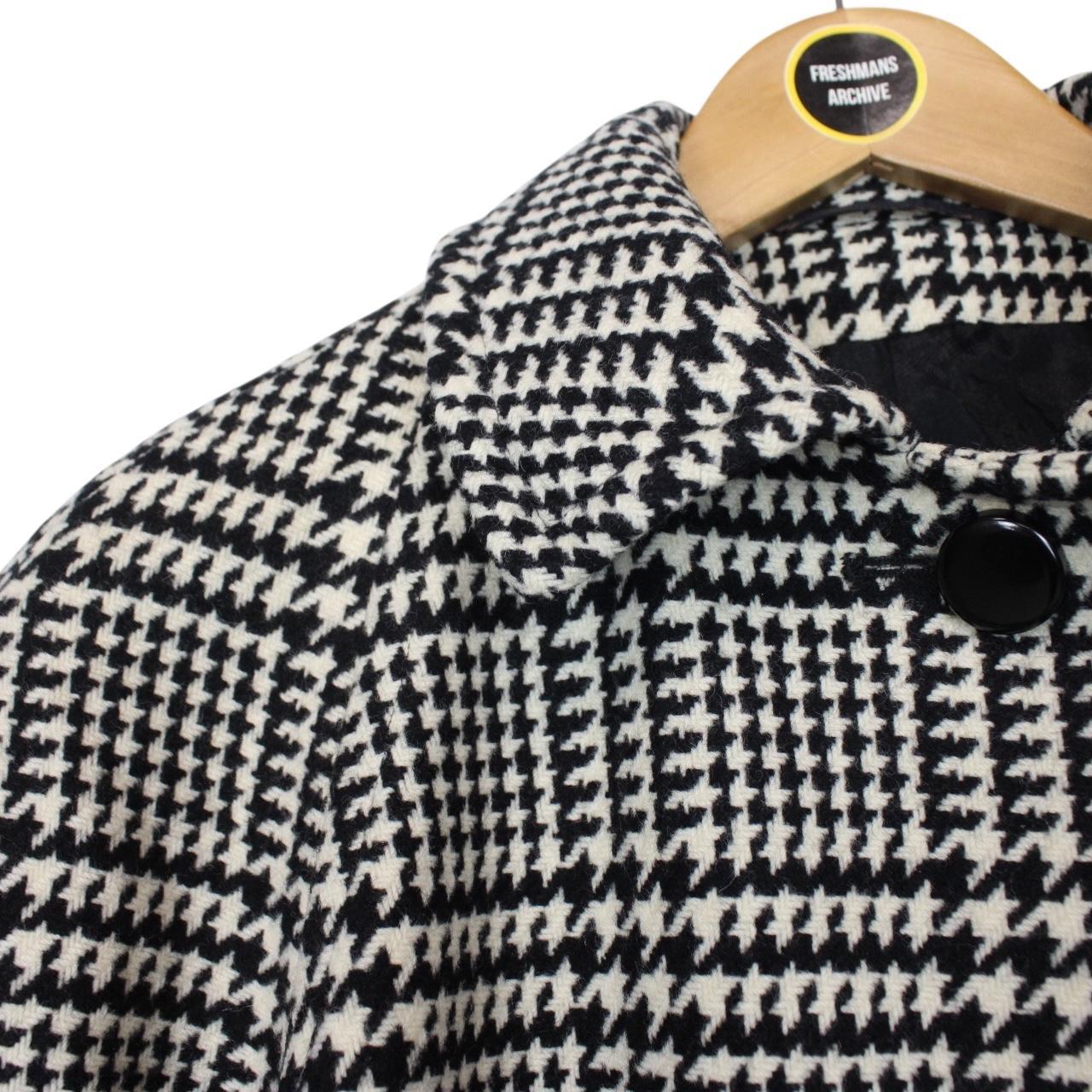 Vintage 90s Aquascutum White and Black Check Virgin Wool Coat